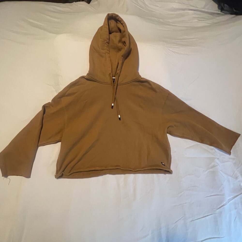 Fundamental Coast Warm Brown Cropped Hoodie Sweatshirt Size Small